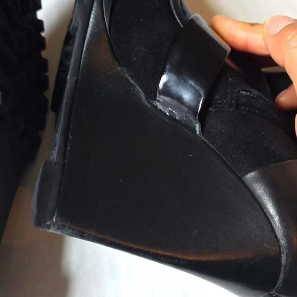 Derek Lam 10 Crosby Karli Suede Leather Wedge Bootie, Black 6.5